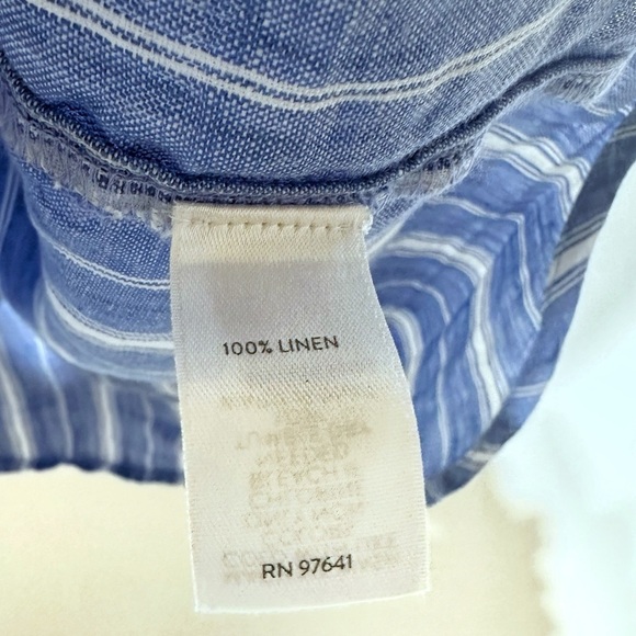J. Jill Love Linen Button Down Shirt Long Sleeves Stiped Blue /White Size XS - Picture 10 of 11